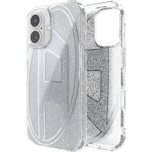 Diesel iPhone 16 Uyumlu Oval D Simli Kılıf - Gümüş