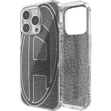 Diesel iPhone 16 Pro Uyumlu Oval D Simli Kılıf - Siyah