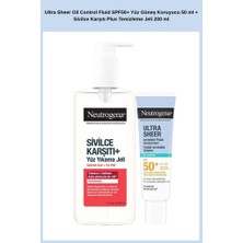 Neutrogena Ultra Sheer Oil Control Fluid SPF50+ Yüz Güneş Koruyucu 50 ml + Sivilce Karşıtı Plus Temizleme Jeli 200 ml