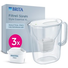 BRITA Brıta Style Essential Xl 3 x Maxtra Pro Pure Performance Filtreli Su Arıtma Sürahisi – Beyaz (3,6l)