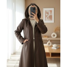 Moda Morfo Cepli Fermuarlı Suni Deri Kap  -Kahve