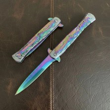 Knivox Browning Rainbow Titanyum Kaplama Ejderha Işlemeli Kamp Çakısı