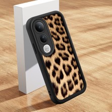 HONTINGA Vivo V50 Lite ile Uyumlu Kılıfı Düşüme Önleyici Basitlik Anti Düşme Kamera Korumali Şirin Kedi Leopar Siyah Desen Yumuşak Silikon Telefon Kılıfı Kadın ve Erkek Için Uygundur K2-0016