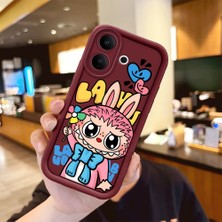 HONTINGA Vıvo V60 Lite  ile Uyumlu Kılıfı Düşüme Önleyici Basitlik Anti Düşme Kamera Korumali Karakteri Bordo Desen Yumuşak Silikon Telefon Kılıfı Kadın ve Erkek Için Uygundur K2-7043