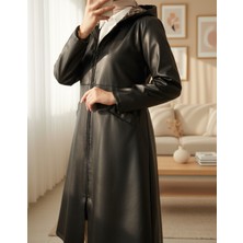 Moda Morfo Cepli Fermuarlı Suni Deri Kap Siyah Kadın Pamuk Polyester Kumaş ile Şık Tasarım