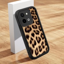 HONTINGA Vivo Y28 ile Uyumlu Kılıfı Düşüme Önleyici Basitlik Anti Düşme Kamera Korumali Şirin Kedi Leopar Siyah Desen Yumuşak Silikon Telefon Kılıfı Kadın ve Erkek Için Uygundur K2-0016