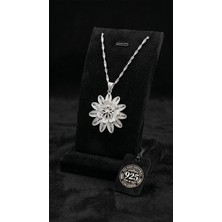 Roza Silver 925 Ayar Telkari El Işçiliği Günebakan Çiçeği Madalyon Gümüş Kolye