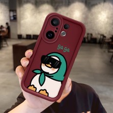 HONTINGA Vivo X200 Fe ile Uyumlu Kılıfı Düşüme Önleyici Basitlik Anti Düşme Kamera Korumali Karakteri Bordo Desen Yumuşak Silikon Telefon Kılıfı Kadın ve Erkek Için Uygundur K2-7045