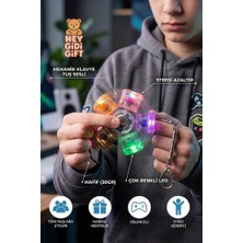 Hey Gidi Gift Dönebilen Işıklı Mekanik Klavye Stres Çarkı – Tık Sesli LED Fidget Oyuncak Anahtarlık - A+ Kalite