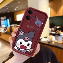 HONTINGA Vıvo V60 Lite  ile Uyumlu Kılıfı Düşüme Önleyici Basitlik Anti Düşme Kamera Korumali Karakteri Bordo Desen Yumuşak Silikon Telefon Kılıfı Kadın ve Erkek Için Uygundur K2-7042