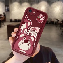HONTINGA iPhone Se 2020 ile Uyumlu Kılıfı Düşüme Önleyici Basitlik Anti Düşme Kamera Korumali Karakteri Bordo Desen Yumuşak Silikon Telefon Kılıfı Kadın ve Erkek Için Uygundur K2-7047
