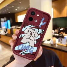 HONTINGA Vivo Y28 ile Uyumlu Kılıfı Düşüme Önleyici Basitlik Anti Düşme Kamera Korumali Karakteri Bordo Desen Yumuşak Silikon Telefon Kılıfı Kadın ve Erkek Için Uygundur K2-7045