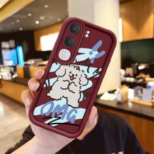 HONTINGA Vıvo Y31 5g  ile Uyumlu Kılıfı Düşüme Önleyici Basitlik Anti Düşme Kamera Korumali Karakteri Bordo Desen Yumuşak Silikon Telefon Kılıfı Kadın ve Erkek Için Uygundur K2-7045