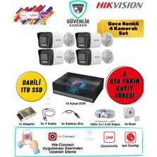 Hikvision Gece Renkli 4 Kameralı Ahd Güvenlik Seti 2mp 1tb Dahili SSD 16 Kanal Dvr
