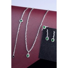İnnuendo Jewelry 925 Ayar Gümüş Zümrüt Görünümlü Taşlı Takı Seti