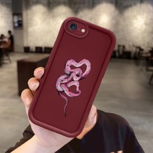 HONTINGA iPhone Se 2020 ile Uyumlu Kılıfı Düşüme Önleyici Basitlik Anti Düşme Kamera Korumali Hayvan Bordo Desen Yumuşak Silikon Telefon Kılıfı Kadın ve Erkek Için Uygundur K2-7050