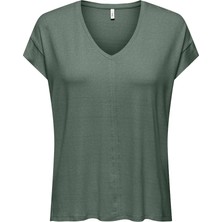 Only Onlcarrıe S/s Stıtch Glıtter Top Jrs Kadın Yeşil T-Shirt - 15369279