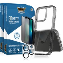 Buff Labs Buff iPhone 13 Pro Max Avantaj Paket - 2X5D Ekran Koruyucu + Şeffaf Kılıf + Lens Koruyucu Matte