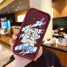 HONTINGA Samsung Galaxy A52S 5g ile Uyumlu Kılıfı Düşüme Önleyici Basitlik Anti Düşme Kamera Korumali Karakteri Bordo Desen Yumuşak Silikon Telefon Kılıfı Kadın ve Erkek Için Uygundur K2-7045
