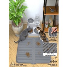 Genel Tedarik Kedi Köpek Tuvalet Mama Altı Matı Silikon ANTRASİT GRİ