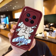HONTINGA Vivo X300 Pro ile Uyumlu Kılıfı Düşüme Önleyici Basitlik Anti Düşme Kamera Korumali Karakteri Bordo Desen Yumuşak Silikon Telefon Kılıfı Kadın ve Erkek Için Uygundur K2-7045