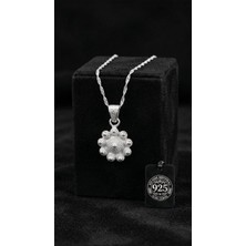 Roza Silver 925 Ayar Geleneksel Telkari Midyat Bereket Serisi Çiçek Gümüş Kolye - Küçük