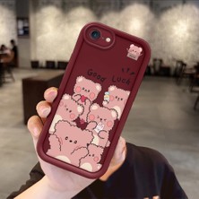 HONTINGA iPhone Se 2020 ile Uyumlu Kılıfı Düşüme Önleyici Basitlik Anti Düşme Kamera Korumali Sevimli Bordo Desen Yumuşak Silikon Telefon Kılıfı Kadın ve Erkek Için Uygundur K2-7052
