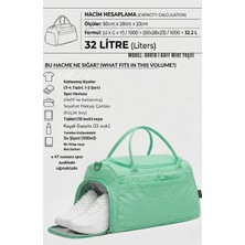 Kaff Yeşil Krinkıl Kumaş Ayakkabı Bölmeli 0818 Önü Cepli  Omuz Askılı Spor ve Seyahat Çantası