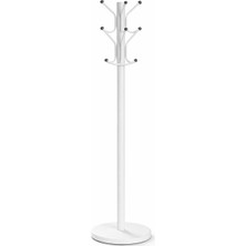 Belirtilmemiş Metal Ayaklı Portmanto Askılık 8 Kancalı Modern Elbise Askısı Beyaz Ayakta Askılık Vestiyer Askı Standı