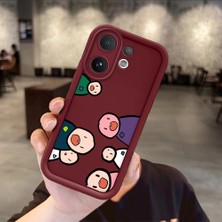HONTINGA Vıvo V60  ile Uyumlu Kılıfı Düşüme Önleyici Basitlik Anti Düşme Kamera Korumali Karakteri Bordo Desen Yumuşak Silikon Telefon Kılıfı Kadın ve Erkek Için Uygundur K2-7054