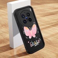 HONTINGA Vivo X200 Pro ile Uyumlu Kılıfı Düşüme Önleyici Basitlik Anti Düşme Kamera Korumali Şirin Kedi Kelebek Siyah Desen Yumuşak Silikon Telefon Kılıfı Kadın ve Erkek Için Uygundur K2-0013