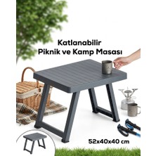 Kolay Taşınabilir Katlanır Sehpa | Kamp, Piknik, Balıkçı Masası | Antrasit Yer Sofrası ve Yan Sehpa