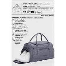 Gri Krinkıl Kumaş Ayakkabı Bölmeli 0818 Önü Cepli Su Geçirmez Omuz Askılı Spor ve Seyahat Çantası