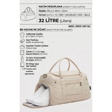 Kaff Bej Krinkıl Kumaş Ayakkabı Bölmeli 0818 Önü Cepli  Omuz Askılı Spor ve Seyahat Çantası