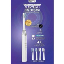 Neffo Elektrikli Diş Fırçası, 42.000 Titreşim, 6 Mod, 3+1 Başlık, Beyaz IPX7 Su Geçirmez Özellik