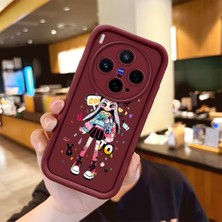 HONTINGA Vivo X300 ile Uyumlu Kılıfı Düşüme Önleyici Basitlik Anti Düşme Kamera Korumali Sevimli Bordo Desen Yumuşak Silikon Telefon Kılıfı Kadın ve Erkek Için Uygundur K2-7051