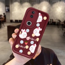 HONTINGA Vivo V50 ile Uyumlu Kılıfı Düşüme Önleyici Basitlik Anti Düşme Kamera Korumali Karakteri Bordo Desen Yumuşak Silikon Telefon Kılıfı Kadın ve Erkek Için Uygundur K2-7046