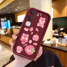 HONTINGA Vıvo Y31 5g  ile Uyumlu Kılıfı Düşüme Önleyici Basitlik Anti Düşme Kamera Korumali Karakteri Bordo Desen Yumuşak Silikon Telefon Kılıfı Kadın ve Erkek Için Uygundur K2-7047