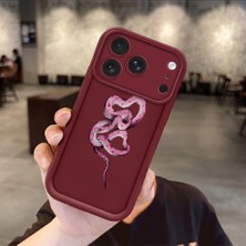 HONTINGA iPhone 17 Pro Max ile Uyumlu Kılıfı Düşüme Önleyici Basitlik Anti Düşme Kamera Korumali Hayvan Bordo Desen Yumuşak Silikon Telefon Kılıfı Kadın ve Erkek Için Uygundur K2-7050