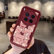 HONTINGA Vivo X300 Pro ile Uyumlu Kılıfı Düşüme Önleyici Basitlik Anti Düşme Kamera Korumali Sevimli Bordo Desen Yumuşak Silikon Telefon Kılıfı Kadın ve Erkek Için Uygundur K2-7052