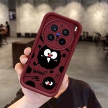 HONTINGA Vivo X200 Pro ile Uyumlu Kılıfı Düşüme Önleyici Basitlik Anti Düşme Kamera Korumali Karakteri Bordo Desen Yumuşak Silikon Telefon Kılıfı Kadın ve Erkek Için Uygundur K2-7053