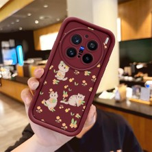HONTINGA Vivo X200 Pro ile Uyumlu Kılıfı Düşüme Önleyici Basitlik Anti Düşme Kamera Korumali Karakteri Bordo Desen Yumuşak Silikon Telefon Kılıfı Kadın ve Erkek Için Uygundur K2-7046