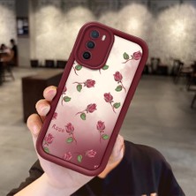 HONTINGA Oppo A16 ile Uyumlu Kılıfı Düşüme Önleyici Basitlik Anti Düşme Kamera Korumali Çiçek Bordo Desen Yumuşak Silikon Telefon Kılıfı Kadın ve Erkek Için Uygundur K2-7297
