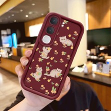 HONTINGA Vıvo Y31 5g  ile Uyumlu Kılıfı Düşüme Önleyici Basitlik Anti Düşme Kamera Korumali Karakteri Bordo Desen Yumuşak Silikon Telefon Kılıfı Kadın ve Erkek Için Uygundur K2-7046