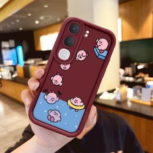 HONTINGA Vıvo Y31 5g  ile Uyumlu Kılıfı Düşüme Önleyici Basitlik Anti Düşme Kamera Korumali Karakteri Bordo Desen Yumuşak Silikon Telefon Kılıfı Kadın ve Erkek Için Uygundur K2-7054