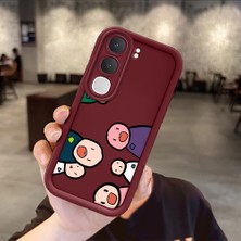 HONTINGA Vıvo Y31 5g  ile Uyumlu Kılıfı Düşüme Önleyici Basitlik Anti Düşme Kamera Korumali Karakteri Bordo Desen Yumuşak Silikon Telefon Kılıfı Kadın ve Erkek Için Uygundur K2-7054
