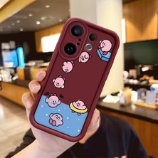 HONTINGA Vivo X200 Fe ile Uyumlu Kılıfı Düşüme Önleyici Basitlik Anti Düşme Kamera Korumali Karakteri Bordo Desen Yumuşak Silikon Telefon Kılıfı Kadın ve Erkek Için Uygundur K2-7054