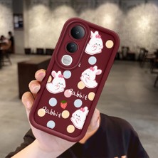 HONTINGA Vivo V50 Lite ile Uyumlu Kılıfı Düşüme Önleyici Basitlik Anti Düşme Kamera Korumali Karakteri Bordo Desen Yumuşak Silikon Telefon Kılıfı Kadın ve Erkek Için Uygundur K2-7046