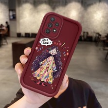 HONTINGA Samsung Galaxy A52S 5g ile Uyumlu Kılıfı Düşüme Önleyici Basitlik Anti Düşme Kamera Korumali Sevimli Bordo Desen Yumuşak Silikon Telefon Kılıfı Kadın ve Erkek Için Uygundur K2-7051