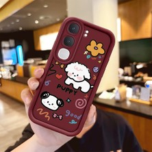 HONTINGA Vıvo Y21D  ile Uyumlu Kılıfı Düşüme Önleyici Basitlik Anti Düşme Kamera Korumali Sevimli Bordo Desen Yumuşak Silikon Telefon Kılıfı Kadın ve Erkek Için Uygundur K2-7052